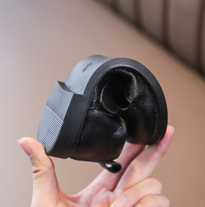 Zapatos Escolares para Niños al por Mayor, Zapatos Planos de Cuero Genuino con Lazo Negro - Product Image 5