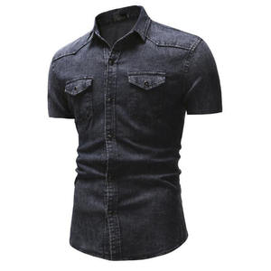 Nuova <span class=keywords><strong>camicia</strong></span> <span class=keywords><strong>di</strong></span> <span class=keywords><strong>Jeans</strong></span> <span class=keywords><strong>camicia</strong></span> <span class=keywords><strong>di</strong></span> <span class=keywords><strong>Jeans</strong></span> da uomo in cotone <span class=keywords><strong>camicia</strong></span> <span class=keywords><strong>di</strong></span> <span class=keywords><strong>Jeans</strong></span> da uomo <span class=keywords><strong>di</strong></span> moda estiva Slim a maniche corte camicie da Cowboy alla moda lavaggio Slim top - Product Image 3