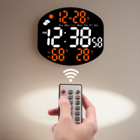 Großbildschirm LED Kunststoff Ovale Moderne Minimalistische Wanduhr Leuchtende Anzeige Wettervorhersage Alarm Kalender Luftfeuchtigkeit Wohnzimmer