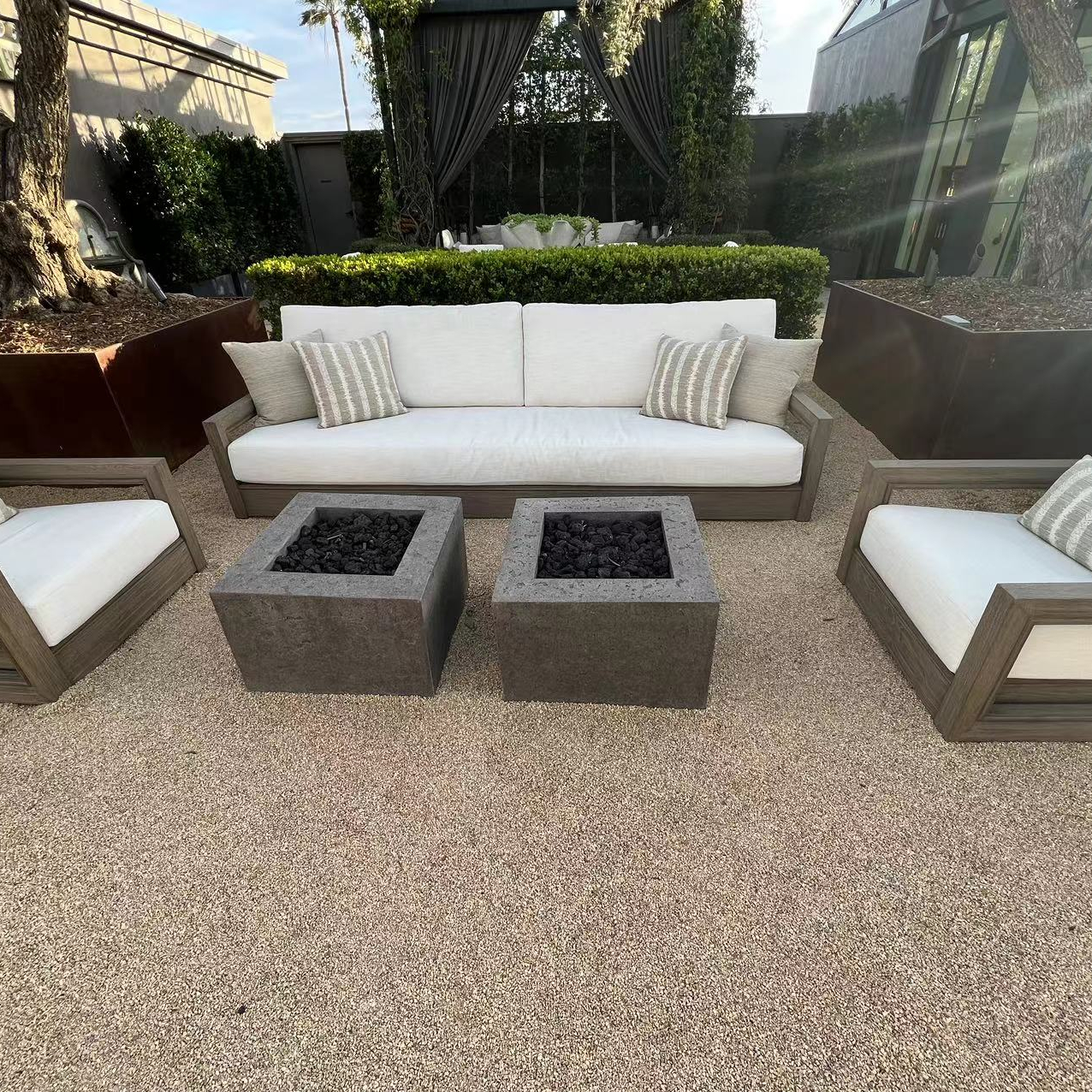 Luxury Modern new Design outdoor patio furniture set Weathered teak