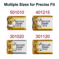 Batterie Li-Po 3.7V 30mAh 25mAh 40mAh la plus petite, Li-Polymère 501010 501012 401215 301020 301120 pour écouteurs TWS et aides auditives