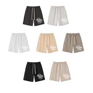 กางเกงขาสั้นกีฬาผู้ชายผ้าฝ้ายหนา 380 กรัม ทรงตรง สไตล์สปอร์ต มีเชือกผูกเอว พร้อมขอบเอวยางยืด เหมาะสำหรับฤดูร้อน - Product Image 5
