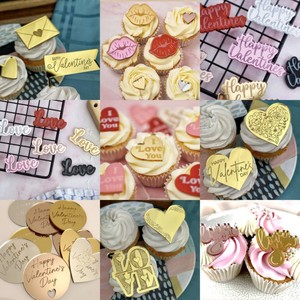 Decoración de Pastel de Acrílico para el Día de San Valentín con Forma de Corazón, Labios y Amor, Decoración de Pastel de Acrílico para el Día de San Valentín - Product Image 1
