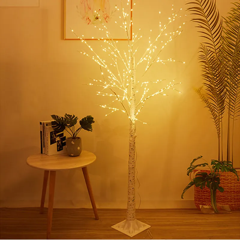 Living Christmas LED Lights Pre-Lit Twig Tree White Snow Birch Outdoor and Indoor Decorative Festive Tree