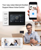 Système d'Alarme Tuya Écran IPS de 4.3 Pouces Système d'Alarme GSM Wifi pour Sécurité Domestique Rappel Vocal Écran Tactile Compatible Alexa Google Home