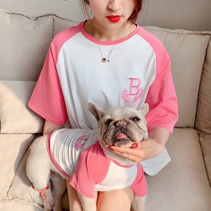 T-shirts assortis mignons avec la lettre B pour le propriétaire et le chien, jaune et bleu, en coton, vêtements de loisirs pour toutes les saisons, ensemble de vêtements pour animaux de compagnie - Product Image 5