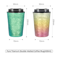 Cangkir kopi Titanium Mug termal dinding ganda cangkir kopi terisolasi dengan tutup anti bocor 480ml untuk aksesoris berkemah luar ruangan