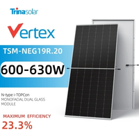 Panneau solaire de marque Tier 1 Trina 630W N-type I-TOPCon MONOFACIAL double vitrage modèle 2382*1134*30mm
