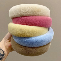 Nouveaux accessoires de cheveux chauds pour femmes, couleur unie, bandeaux épais en fourrure d'hiver, vente en gros, bandeau en fourrure pour filles