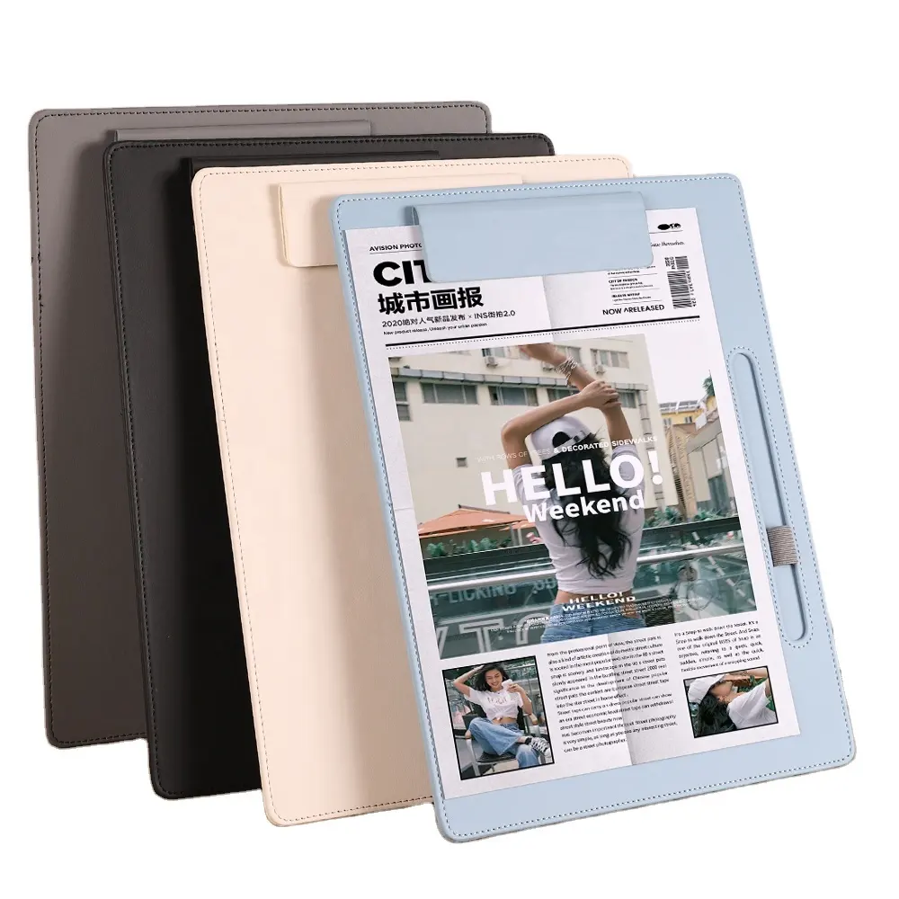 A4 Size Restaurant Menu File Board Holder Magnetic File Board Holder With Pen Insert A4 Pu Leather Clipboard