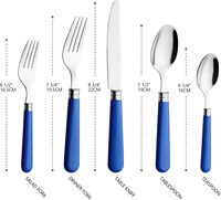 Ensemble de couverts en acier inoxydable de 20 pièces avec manches bleu saphir, 4 couteaux à dîner, fourchettes, cuillères, cuillères à dessert - Passe au lave-vaisselle