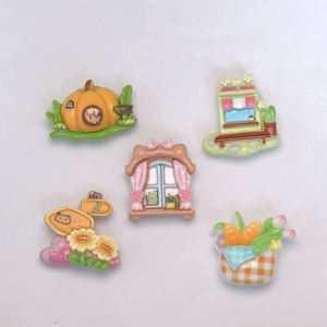 Phong cảnh theo chủ đề nhựa flatback cabochons đáng yêu bí ngô nhà Bowknot Cửa Sổ Hoa Vòng hoa giỏ bánh mì Thủ công mỹ nghệ cho <span class=keywords><strong>DIY</strong></span> trang trí - Product Image 2