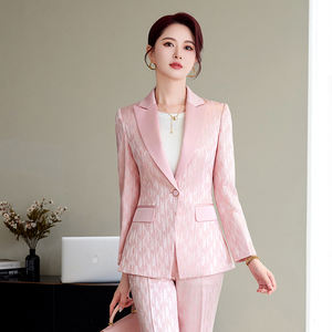 2025 नई गुलाबी महिला सूट जैकेट वसंत शरद ऋतु कोरियन अवकाश पेशेवर प्रसारण मेजबान कपड़े महिलाओं के पेशेवर सूट - Product Image 5