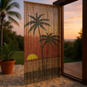Cortina de puerta de bambú con estampado de palmeras, 35,4x86,6 pulgadas, translúcida, estilo del sudeste asiático, decoración para entrada de casa - Product Image 2
