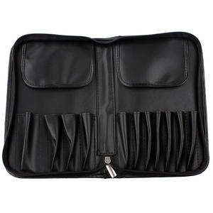 Sac à pinceaux de maquillage vertical à grande capacité avec logo personnalisé, fermeture éclair, étui de beauté portable, sac cosmétique en PU - Product Image 1