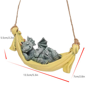 Estatua Colgante <span class=keywords><strong>de</strong></span> Resina <span class=keywords><strong>de</strong></span> Dragón Bebé Durmiendo en una Hamaca, Figura Creativa para Jardín, Decoración para Patio Exterior, Adorno para el Hogar - Product Image 5
