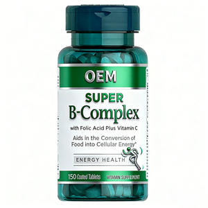 Tabletas de complejo de <span class=keywords><strong>vitamina</strong></span> B de fabricación OEM con ácido fólico de alto contenido más <span class=keywords><strong>vitamina</strong></span> C para el sistema inmunológico y el apoyo de la salud energética - Product Image 1