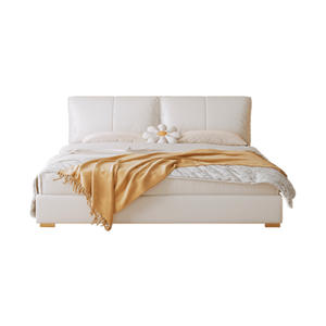 Ensemble de lit double en cuir PU moderne et luxueux 1,5 m/1,8 m, design simple et léger en forme d'oreille d'éléphant pour le salon, meubles de maison - Product Image 4