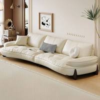 Zeitgenössisches Weißes Echtleder-Sofa-Set mit Sieben Sitzen für Große Wohnzimmer, Hotels und Villen-Projekte