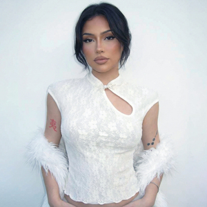 Lace Trim Hollow Out Knit T Shirt Women Round Neck Short Sleeve Slim Fit Top Lightweight Casual Elegant Versatile Summer Tee - Product Image 6