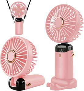 <b>Mini</b> Cooling <b>Fan</b> Rechargeable Battery Plastic <b>USB</b> Handheld Digital Display Folding <b>Fans</b> for Outdoor - Product Image 1