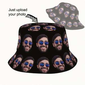 Customizable Photo Bucket Hat <b>Funky</b> Style Personalized Cartoon Pattern Beach Hat for Men & Women for Summer Travel & Holidays - Product Image 1