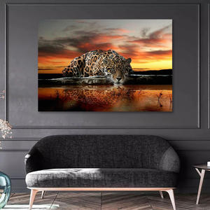 Arte Mural de Animales <span class=keywords><strong>Africanos</strong></span> para Baño, Decoración con un Atractivo Guepardo, Decoración de Pared con Obras de Arte de Lujo para Sala de Estar, Decoración del Hogar - Product Image 1