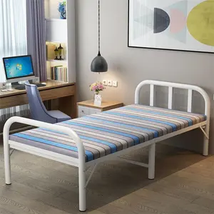 JSC-01Elegant односпальная складная кровать с высококачественным матрасом с эффектом памяти, портативный, идеально подходит для комнаты для гостей, стильный дизайн со стальным каркасом