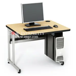 เฟอร์นิเจอร์สำนักงานออกแบบใหม่โต๊ะคอมพิวเตอร์เวิร์กสเตชันไม้พร้อมที่วาง CPU และลวดจัดเรียงลำต้น
