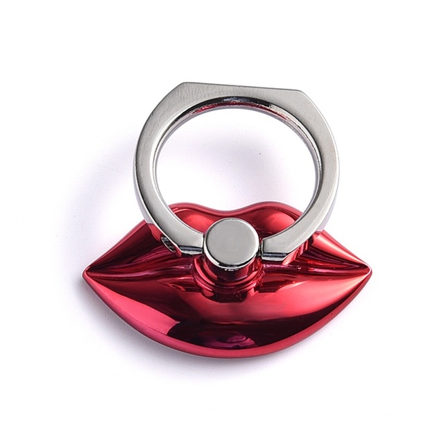 Promotional Gift Sexy Lip Shape Painting Silver Metal Phone Ring Holder