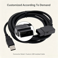 Cable de programación USB A macho a conector terminal personalizado, ensamblaje de cableado de PVC para descarga de datos de controladores industriales