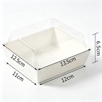 Conteneur alimentaire en papier 13,5x12,5 cm avec couvercle en dôme transparent, hauteur 6,5 cm, compartiment unique, boîte jetable à emporter, logo personnalisé
