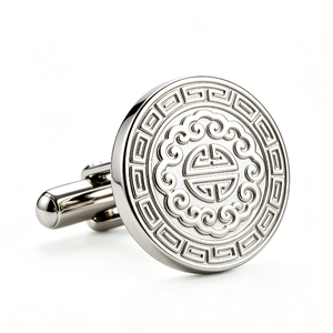 Ensemble de boutons de manchette et pince à cravate en acier inoxydable plaqué or personnalisé, avec motif 3D en relief, pour homme, idéal pour les occasions formelles, promotion ou cadeau d'affaires - Product Image 5