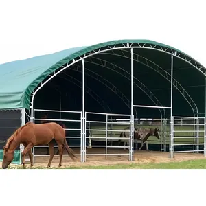 خيمة تخزين مزارع مصنوعة من نسيج بإطار من الفولاذ مقاوم للماء بطول 12 مترًا بسعر رخيص من المصنع للبيع بالجملة، مأوى للحيوانات، سور حصان، حظيرة مزرعة للتحكم
