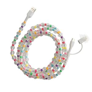 2-in-1透明真珠データケーブル手作りビーズ1対2カラフルビーズ充電ケーブルカービーズカスタマイズ - Product Image 6