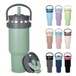 Wholesale <b>40oz</b> Double Wall Insulated Travel Mugs Sport Water Bottle <b>With</b> <b>Handle</b> 304 Stainless Steel Leak-proof <b>Tumbler</b> - Product Image 1
