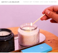 Frasco de vidrio esmerilado con forma de cilindro vacío, de boca ancha y lados rectos, para velas, con tapa de madera