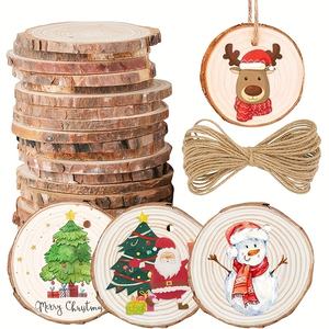 جولات خشبية غير مكتملة لفنون الزفاف مشاريع عيد الميلاد ديي شرائح الخشب الطبيعي - Product Image 4