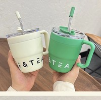 Tasse de 16oz à double paroi Vaso De Acero Inoxidable Gourde D "eau Tasses à café sous vide en acier inoxydable 18/8 avec couvercle paille