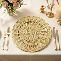 Assiette de Présentation en Plastique PP Doré Électroplaqué de Haute Qualité, Motif Spirale Intricaté, Idéale pour les Célébrations et Fêtes