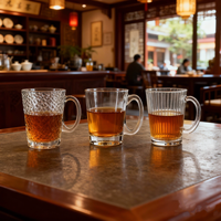 Mug en verre craquelé à rayures verticales minimalistes, tasse à eau, tasse à boisson, tasse à thé, tasse à bière avec poignée