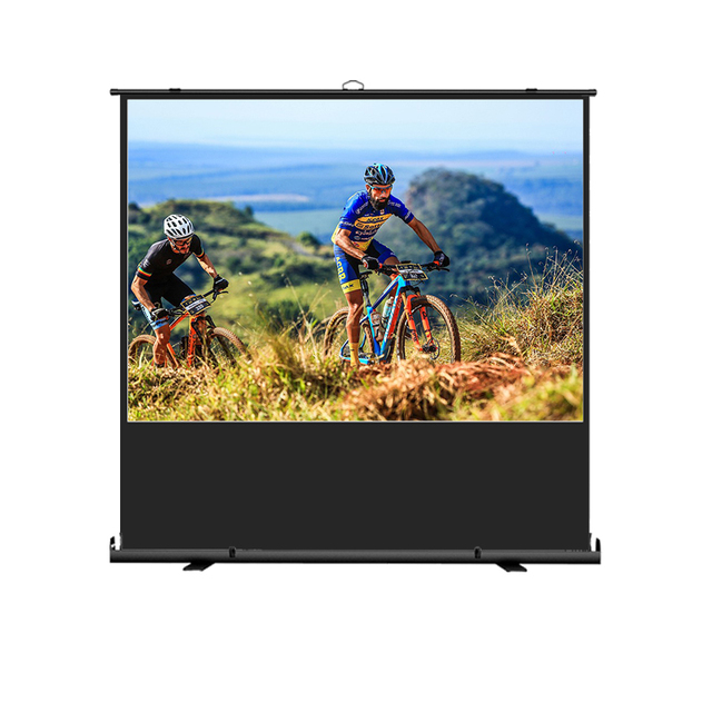 High Quality 92 Inch Portable Fiberglass Projector Screen Manual Pull Projection Stand Floor Rising Indoor Outdoor Movie 16:9