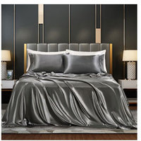 Haute qualité couleur unie Faux mûrier soie ensemble de literie feuille Satin taie d'oreiller housse de couette ensembles