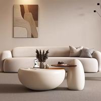 Cremeweißes Rundes Couchtisch-Set mit Katzenpfoten-Design aus FRP Fiberglas, Moderner Minimalistischer Wohnzimmer-Mitteltisch