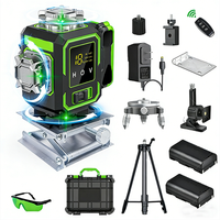 Niveau laser vert 4D 520 nm, 16 lignes, 360 degrés, auto-nivelant, avec batterie 18650, pour usage domestique et construction