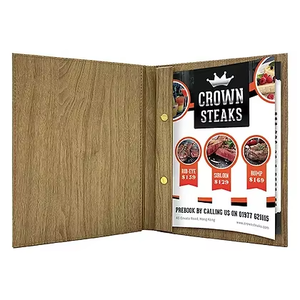 Cubierta de Menú Personalizada de Cuero Sintético y Madera de Alta Calidad con Tornillos, Cubiertas de Menú de Cuero Sintético, Libro de Menú para Restaurante - Product Image 1