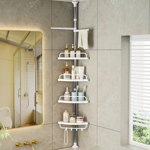 <span class=keywords><strong>Étagère</strong></span> de douche d'angle <span class=keywords><strong>télescopique</strong></span> en acier inoxydable, support de rangement de salle de bain réglable, organisateur du <span class=keywords><strong>sol</strong></span> au <span class=keywords><strong>plafond</strong></span> - Product Image 3