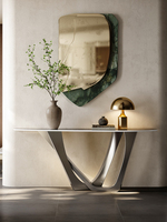 Nouvelle arrivée, table console moderne de luxe en acier inoxydable, plateau en marbre design, table d'entrée haut de gamme, meubles de salon