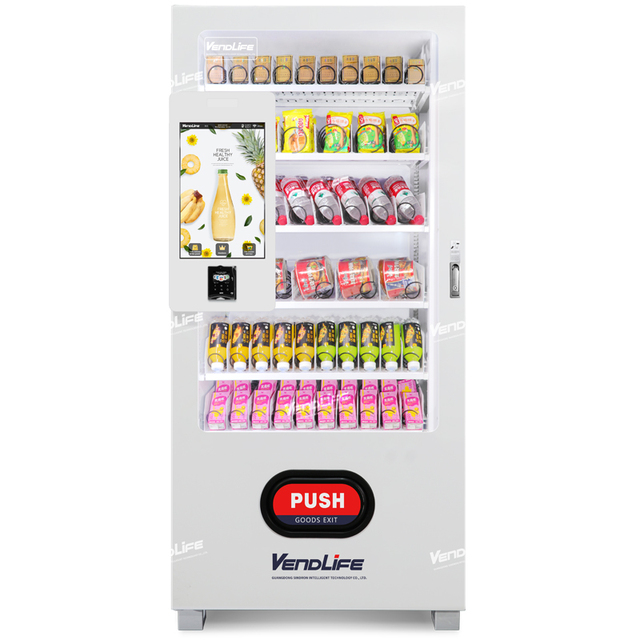 European Standard Slim Size Food Drink Vending Machine 21.5" Touch Screen Multiple Payment Options SDK Function for Outdoor Use