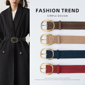 Cinturón de cuero de piel de vaca auténtica para mujer, aleación para hebilla, acabado mate, decorativo para abrigo, suéter, accesorio de moda versátil - Product Image 3